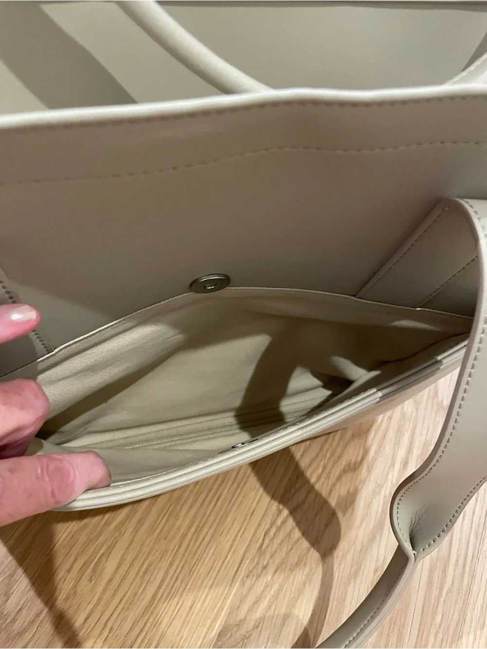 Monos Ivory Vegan Leather Metro Tote Bag